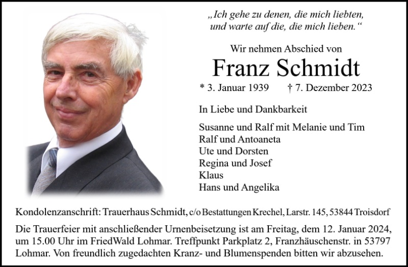 Erinnerungsbild für Franz Schmidt