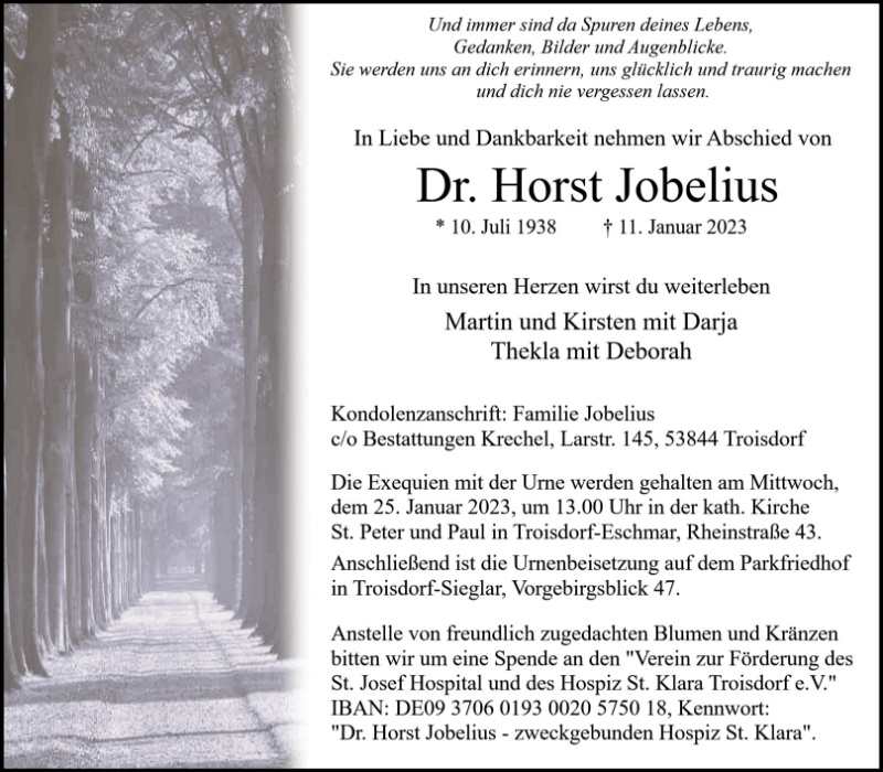 Erinnerungsbild für Dr. Horst Jobelius