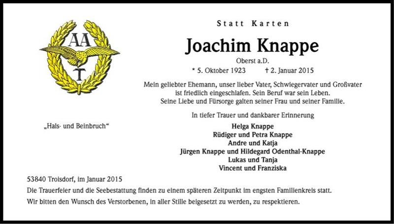Erinnerungsbild für Joachim Knappe