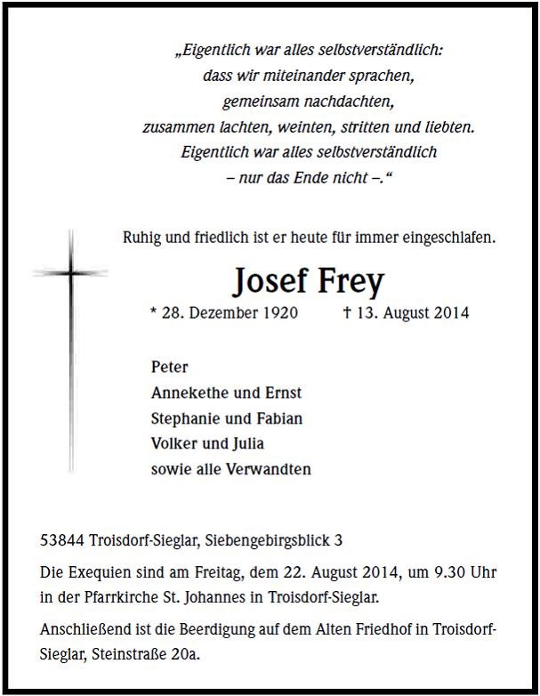 Erinnerungsbild für Josef Frey