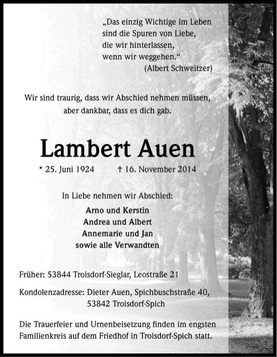 Erinnerungsbild für Lambert Paul Auen
