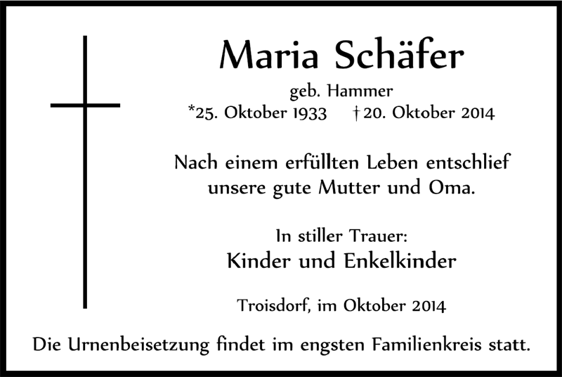 Erinnerungsbild für Maria Schäfer