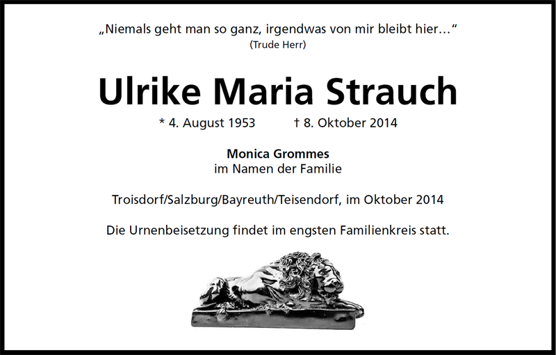 Erinnerungsbild für Maria Ulrike Strauch