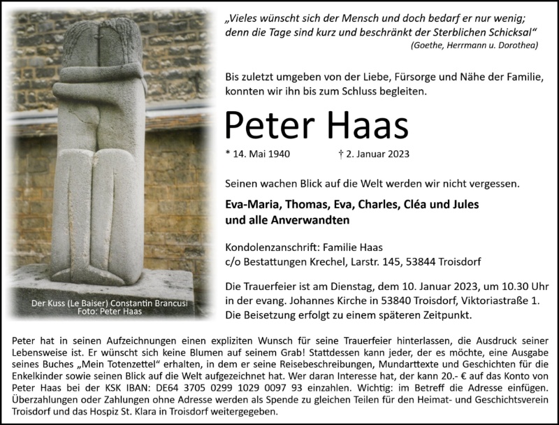 Erinnerungsbild für Peter Haas